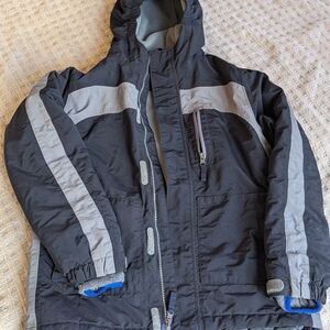 Lands' End Black and Gray Hooded Winter Jacket
